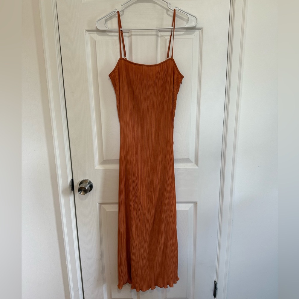 Madewell peachy/orange shift midi dress